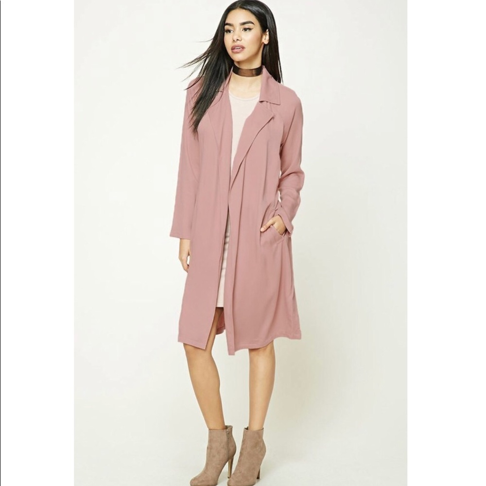 Pink belted trench coat